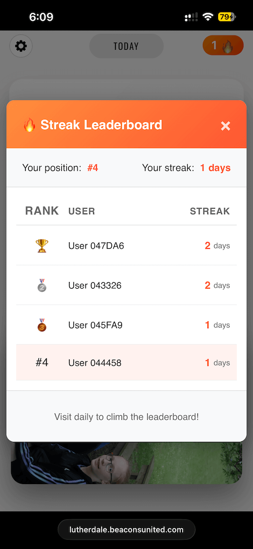 Streak leaderboard